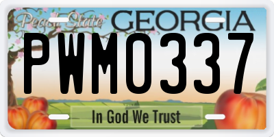 GA license plate PWM0337