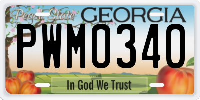 GA license plate PWM0340