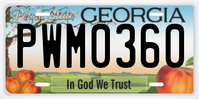 GA license plate PWM0360