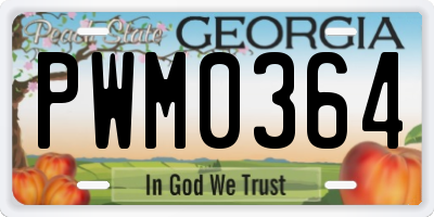 GA license plate PWM0364