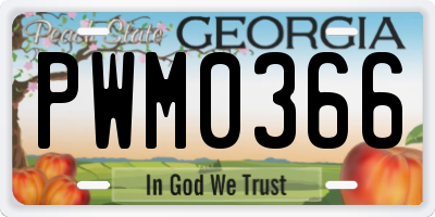 GA license plate PWM0366