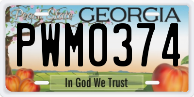 GA license plate PWM0374