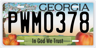 GA license plate PWM0378