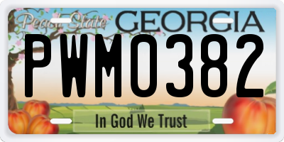 GA license plate PWM0382