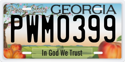 GA license plate PWM0399