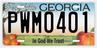GA license plate PWM0401
