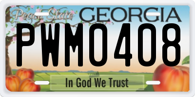GA license plate PWM0408