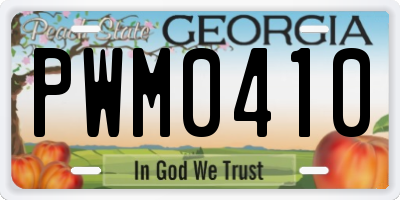 GA license plate PWM0410