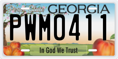 GA license plate PWM0411