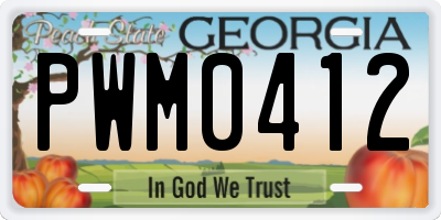 GA license plate PWM0412
