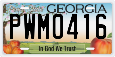 GA license plate PWM0416