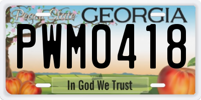GA license plate PWM0418