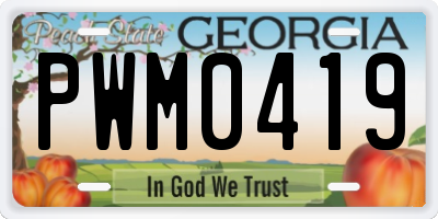 GA license plate PWM0419