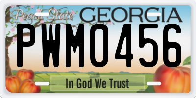 GA license plate PWM0456