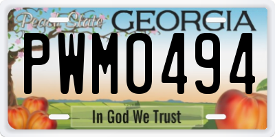 GA license plate PWM0494