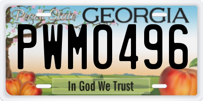 GA license plate PWM0496