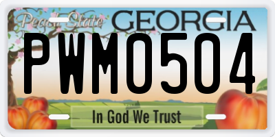 GA license plate PWM0504