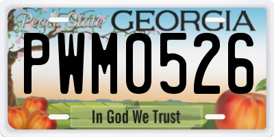 GA license plate PWM0526