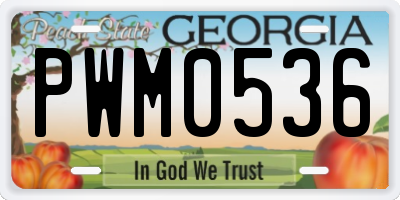 GA license plate PWM0536