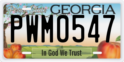 GA license plate PWM0547