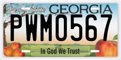 GA license plate PWM0567