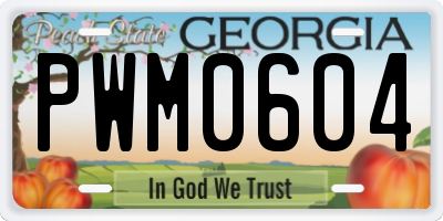 GA license plate PWM0604