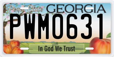GA license plate PWM0631