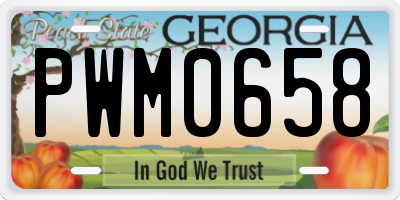 GA license plate PWM0658