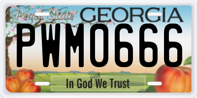 GA license plate PWM0666