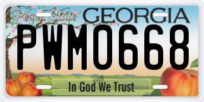 GA license plate PWM0668
