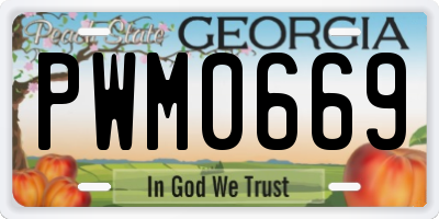 GA license plate PWM0669