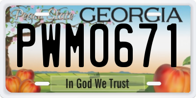 GA license plate PWM0671