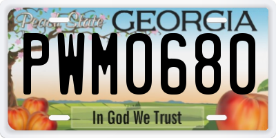 GA license plate PWM0680