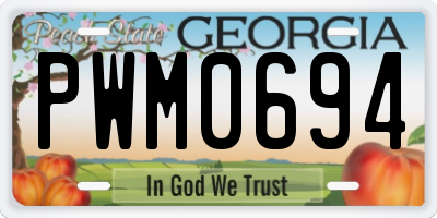 GA license plate PWM0694