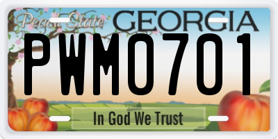 GA license plate PWM0701