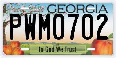 GA license plate PWM0702