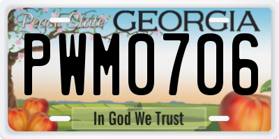 GA license plate PWM0706