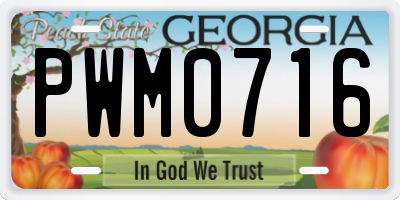 GA license plate PWM0716