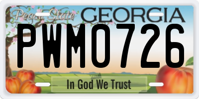 GA license plate PWM0726