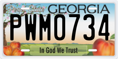 GA license plate PWM0734