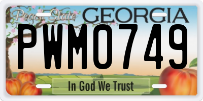 GA license plate PWM0749