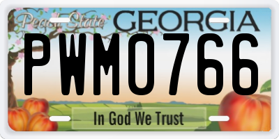 GA license plate PWM0766