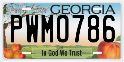 GA license plate PWM0786