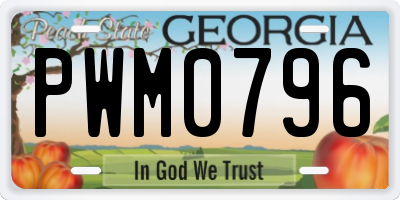 GA license plate PWM0796