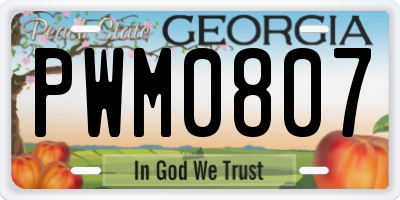 GA license plate PWM0807