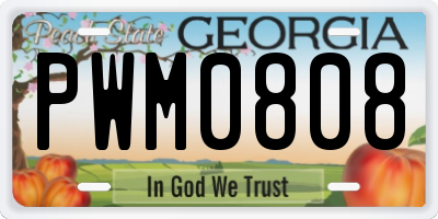 GA license plate PWM0808