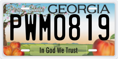 GA license plate PWM0819