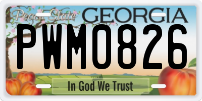GA license plate PWM0826