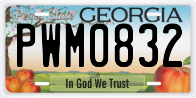 GA license plate PWM0832