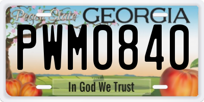 GA license plate PWM0840